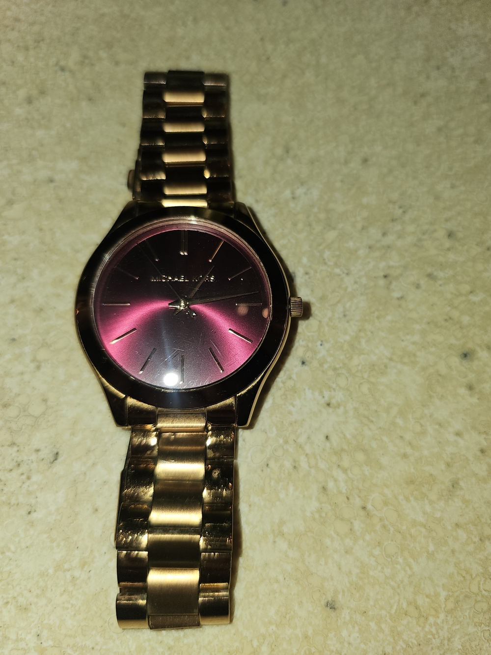 Michael Kors Gold Tone Watch with Pink Gradient Dial